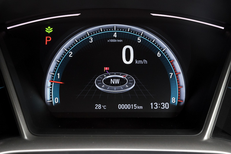 方位計。カーナビで目的地を設定するとゴール方向が表示される