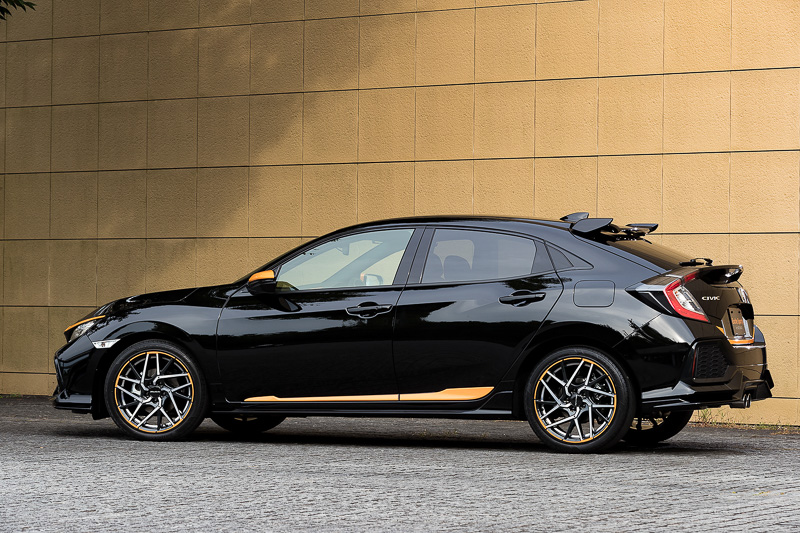 フロントグリルやドアパネル下側など、オレンジ色のアクセントカラーを随所に追加できる