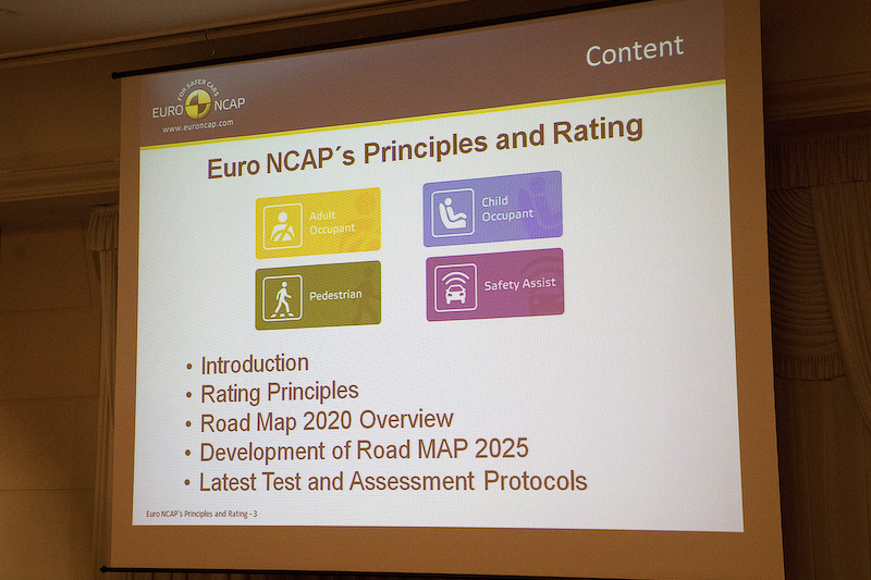 Euro NCAPについて。Euro NCAPは12のメンバーから成るものであり、7つの政府、5つのNGOが関わっている