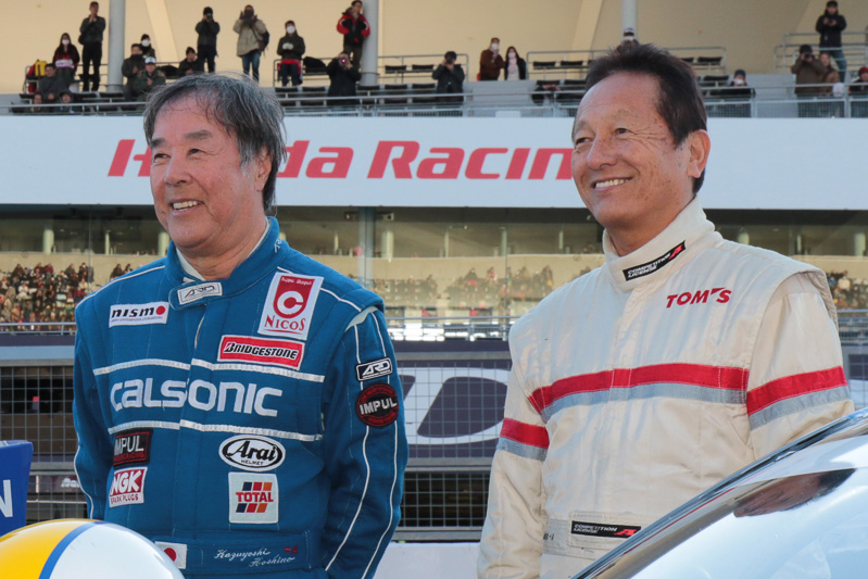 「NISSAN R92CP」をドライブする星野一義氏（左）と「TOYOTA TS010」をドライブする関谷正徳氏（右）