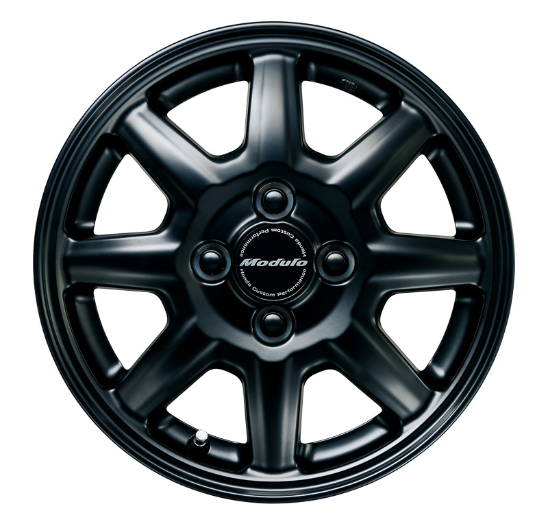 マット塗装のベルリナブラックを採用する14インチの「MS-024」アルミホイール。インセットは40mmでPCDは100mm。価格は2万5920円/本