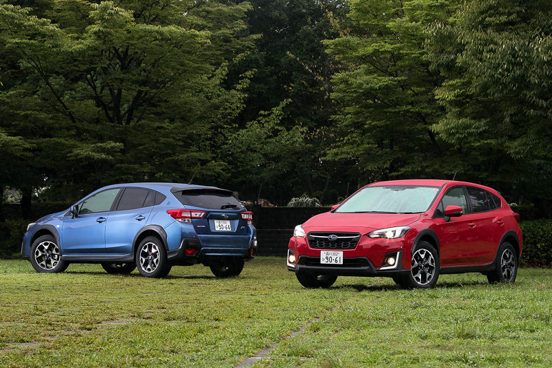 今回試乗したスバル「XV」は「1.6i-L EyeSight」のクォーツブルー・パールと、「2.0i-L EyeSight」のピュアレッド。ボディサイズは4465×1800×1550mm（全長×全幅×全高）。ホイールベースは2670mmで最低地上高は200mm