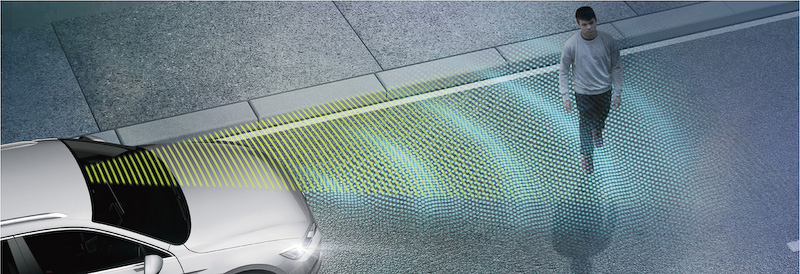 プリクラッシュブレーキシステム「Front Assist」（歩行者検知対応シティエマージェンシーブレーキ機能付）の作動イメージ