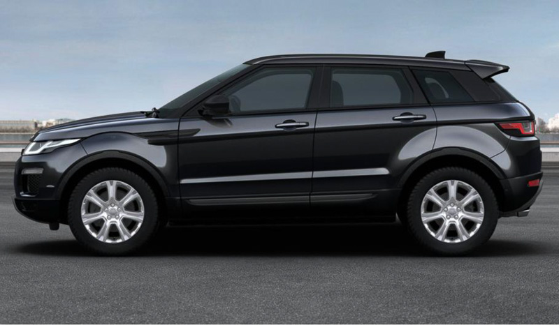 レンジローバー・イヴォーク アドバンテージ・エディション。ボディカラーは「サントリーニブラック」を設定して外観イメージを引き締めている