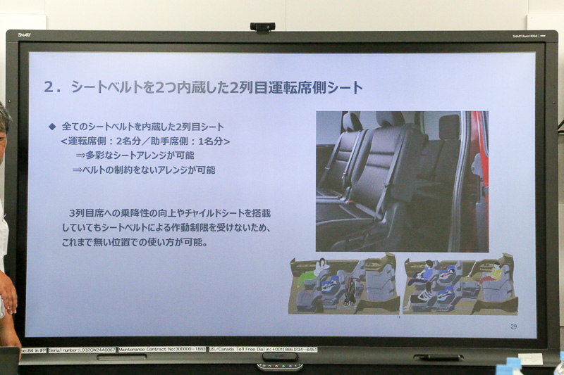 セレナのシートに採用された日本発となる最先端技術のスライド