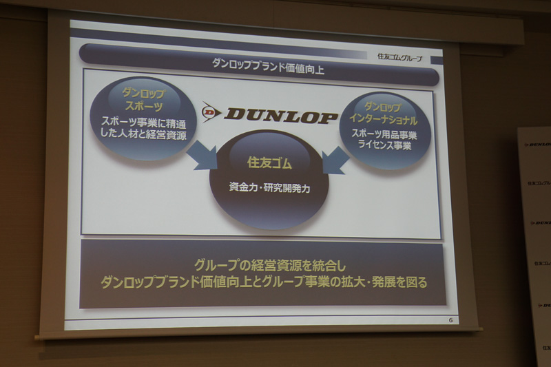 経営統合によりダンロップブランドの価値向上とグループ事業の拡大発展を目標に掲げた