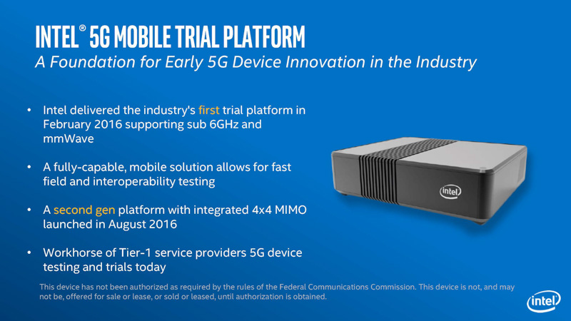 Intel 5G Mobile Trial Platformの概要（出典：Intel 5G Mobile Trial Platform update、Intel Corporation）