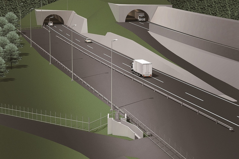 毎年事故当日（12月2日）に黙とう、献花している笹子トンネル東坑口（下り）付近に設置される慰霊碑のイメージ。一般道からアクセスが可能（常時一般開放）