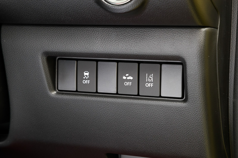ステアリングコラム右側のスイッチパネル
