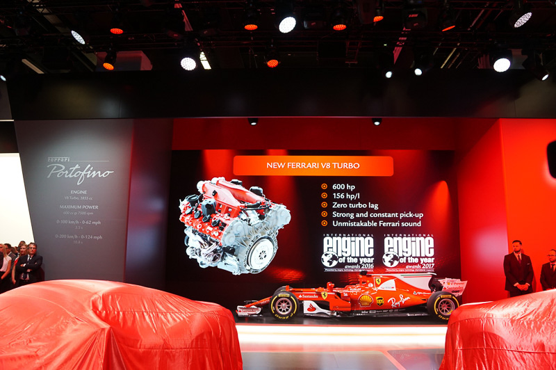 Portofinoに搭載されているフェラーリのV8ターボ/3.855Lエンジン
