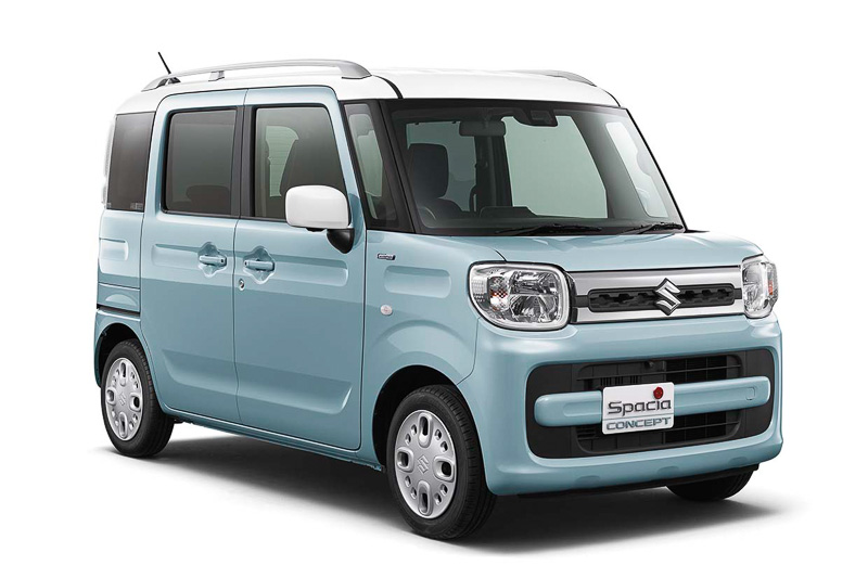 水色のボディカラーにホワイトルーフを組み合わせた2トーンカラーやルーフレールの採用で、「わくわく」や「楽しさ」を演出。ボディサイズは3395×1475×1800mm（全長×全幅×全高）で、ホイールベースは2460mm