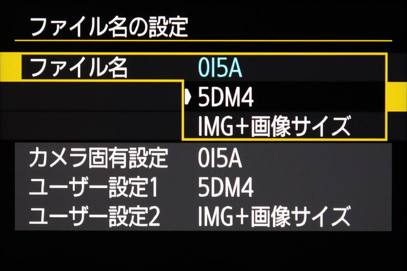 ファイル名の選択をする