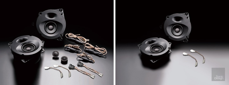 SonicPLUS CHRのスタンダードモデル。左がフロント用の「SP-CHR10E」、右がリア用の「SP-P31RE」