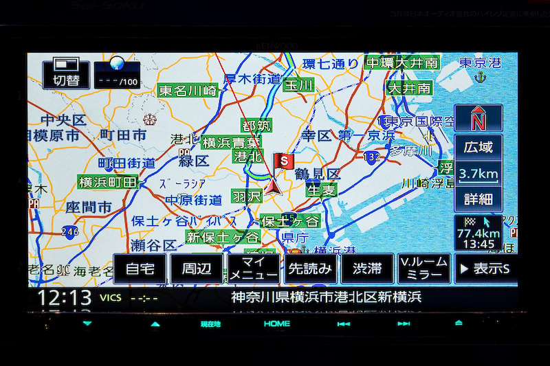 バーチャルルームミラー機能もナビ画面からワンタッチで切り替え可能