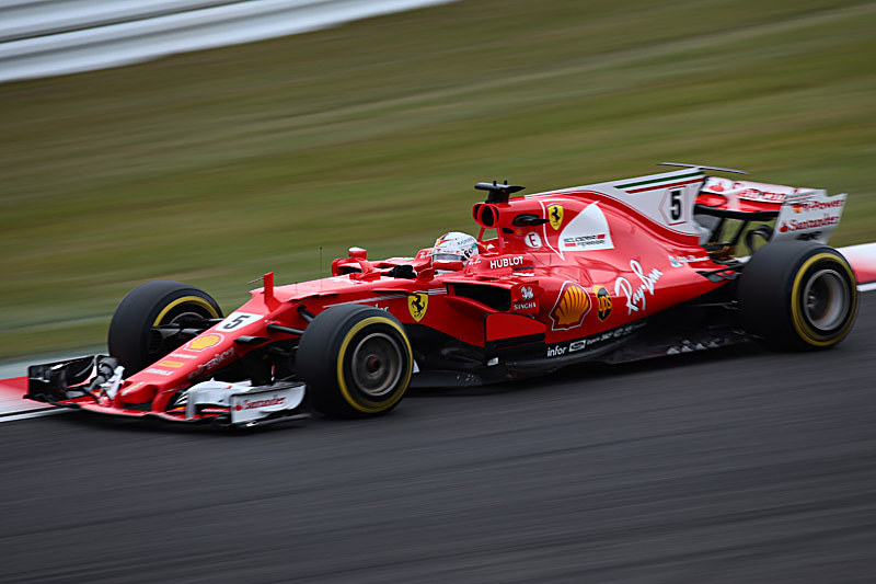 F1日本GPのFP1で最速タイムをマークしたセバスチャン・ベッテル選手（5号車 フェラーリ）