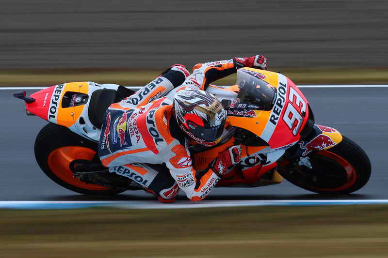 早々に好タイムを記録したマルク・マルケス選手だったが、終盤にスリックタイヤにチェンジし、タイムが伸び悩んだ