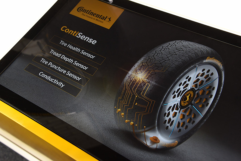 検知できるのは空気圧、タイヤ温度、トレッドの溝の深さ、釘などが刺さっていないかどうか、など