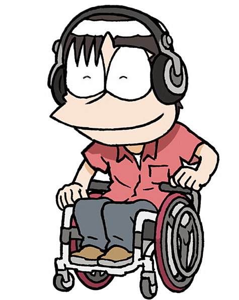 どうもアカザーっす。事故で脊髄を損傷して以来、17年間車椅子ユーザーです（イラスト：水口幸広）