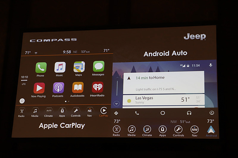 第4世代の「Uconnectシステム」を全車に標準装備。8.4インチ型のタッチスクリーンパネルを搭載したヘッドユニットをパナソニック製に変更し、先代と比較してレスポンスの速さや画像の表示などが改善されている。また、Apple CarPlayとAndroid Autoにも対応
