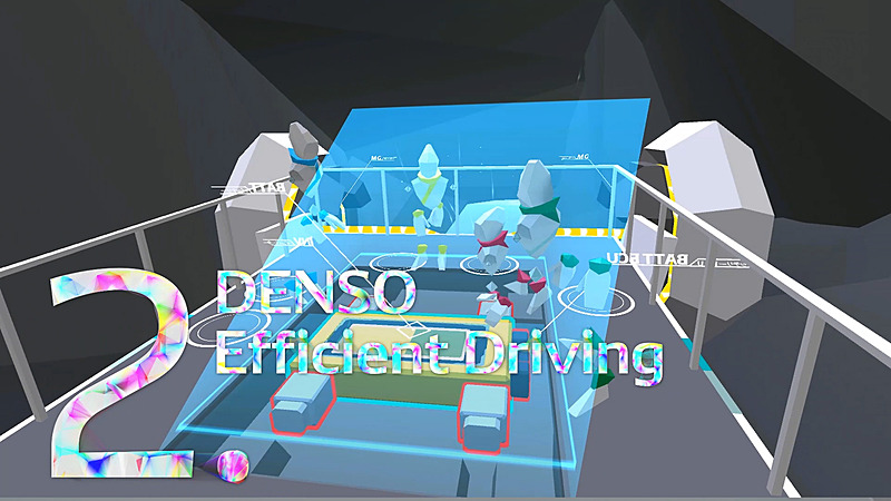 仮想空間内で来場者が搭乗するゴントラ型電気自動車はこんな感じ