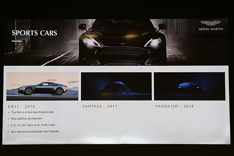 11月に新型「ヴァンテージ」を発表することや、2018年に「ヴァンキッシュ」がフルモデルチェンジすることをアナウンス