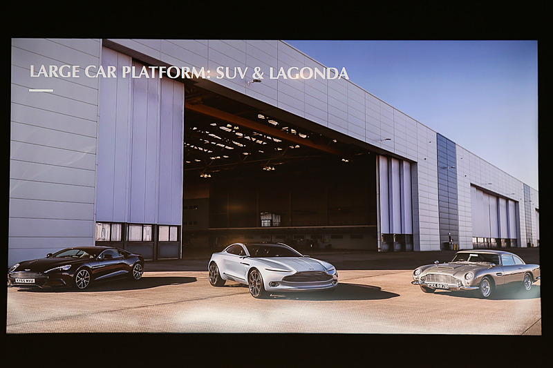 新型SUV「DBX」（中央）は2019年にウェールズのセント・アサン工場で生産を開始する予定