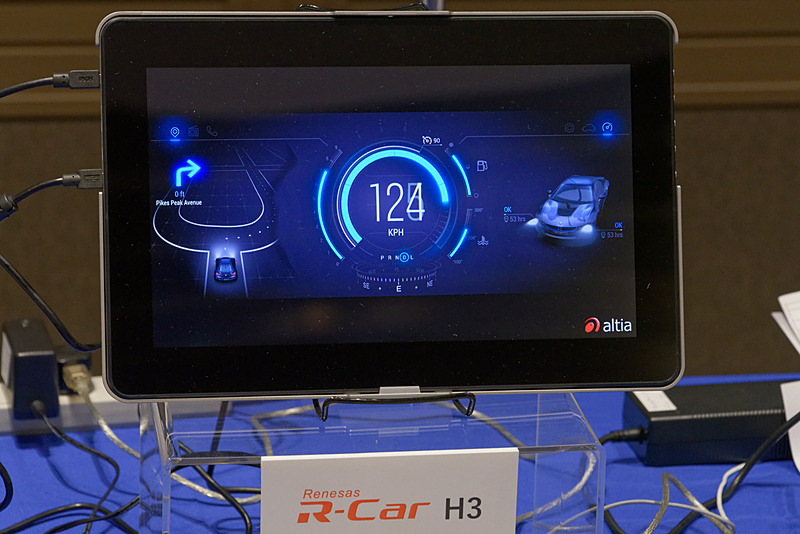 ハイエンドクラス「R-Car H3」のサンプルCG。グレードが上がることで対応解像度や連携可能な機能などが増加する