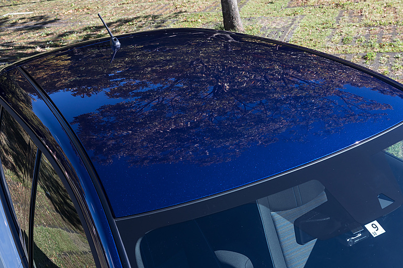 2トーンのボディカラーではルーフとドアミラーがほかと異なる色で塗り分けられる