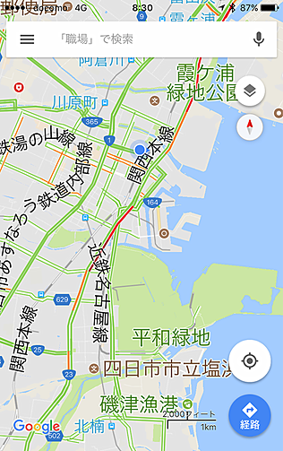 JR四日市駅付で渋滞を確認すると23号は大陸橋の先まで渋滞しているっぽい