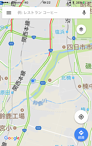 国道23号の鈴鹿川を渡って渋滞する手前で右折