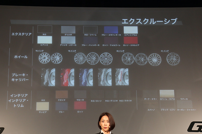 内外装で多彩なカラーをラインアップ。ブレーキキャリパーも5種類から選択できる