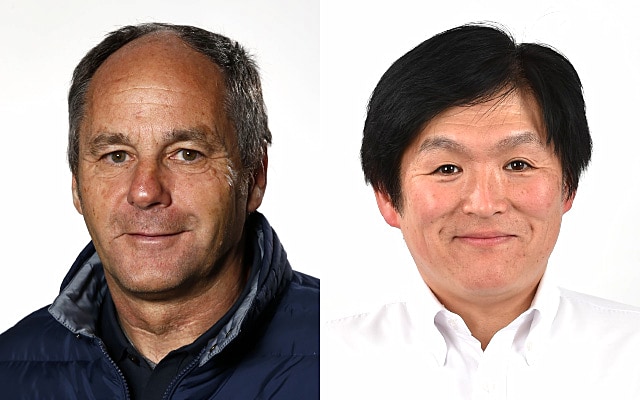 DTMを運営するITRのチェアマンである元F1ドライバー ゲルハルト・ベルガー氏とジャーナリストの小倉茂徳氏