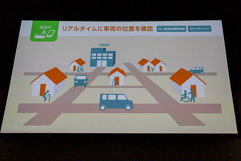 送迎中はリアルタイムで車両の位置を確認できる