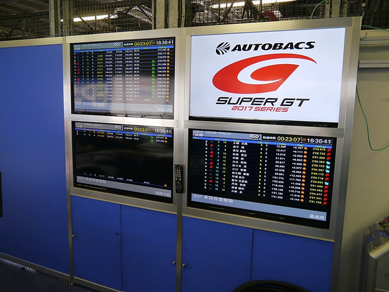 ウォールには各種のデータを表示。ピットクルーが確認できるようにした