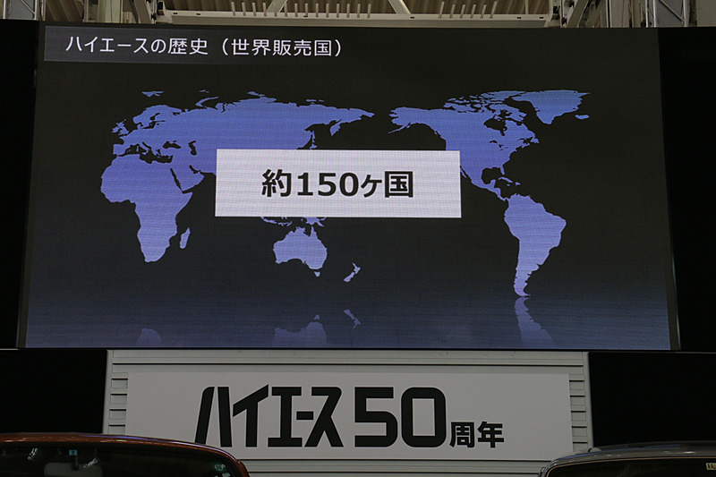 ハイエースはこれまでに約150カ国に市場投入され、累計で約602万台を販売。1999年に誕生したレジアスエースまで含めると、シリーズ累計で約633万台の販売になるという