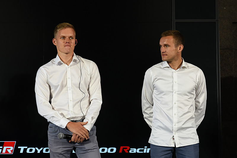 来シーズンからTOYOTA GAZOO Racing World Rally Teamに加入することが決まっているドライバーのオット・タナック選手（右）とコ・ドライバーのマルティン・ヤルヴェオヤ選手（左）