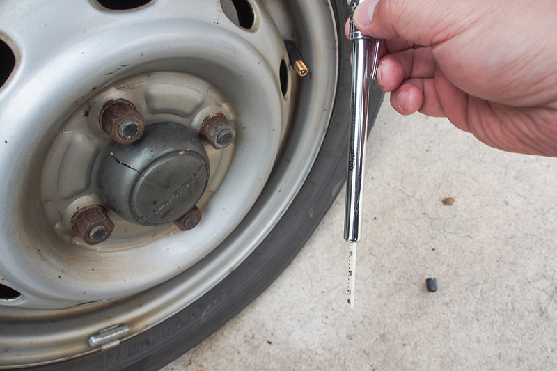 空気圧が下がっていた。特に荷物を積む前には確認したい