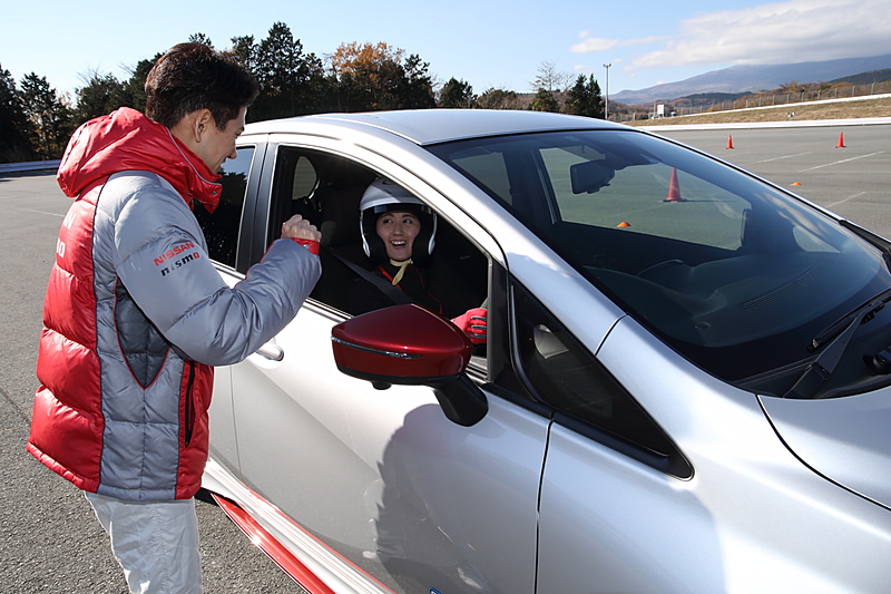 走行後に千代選手からアドバイスをいただいた