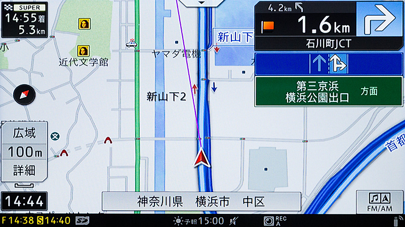 逆のパターンで高速から一般道へ。こちらも問題なく一般道での案内に切り替わった