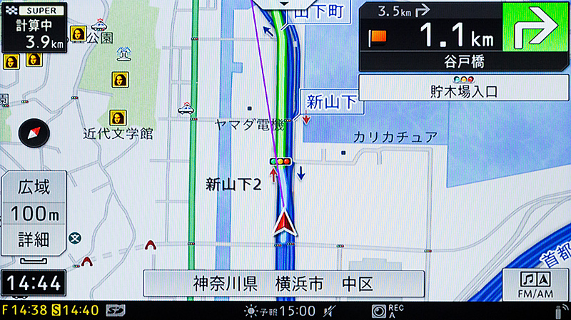 逆のパターンで高速から一般道へ。こちらも問題なく一般道での案内に切り替わった