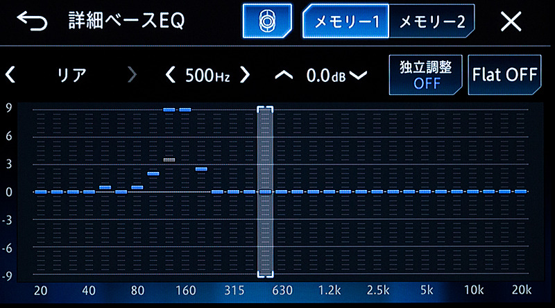 マスターコントロールモードでは、グラフィックイコライザーが31バンドに