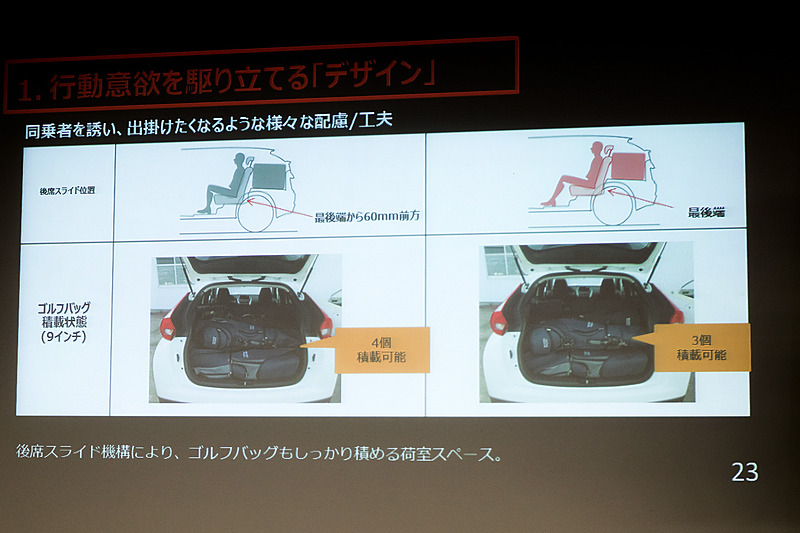 ラゲッジスペースではゴルフバッグ（9インチ）4個を積載可能