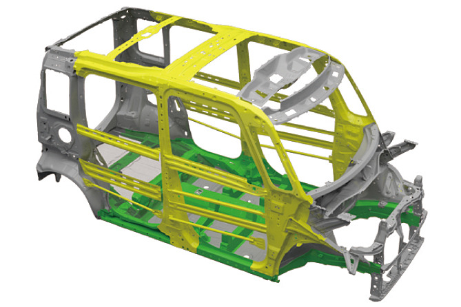 ボディでは1180MPaや980MPaといった超高張力鋼板の使用率を高めて軽量化を行ない、燃費性能を向上