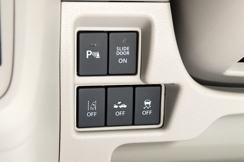 ステアリングコラム左側には安全機能系のスイッチがまとめられている