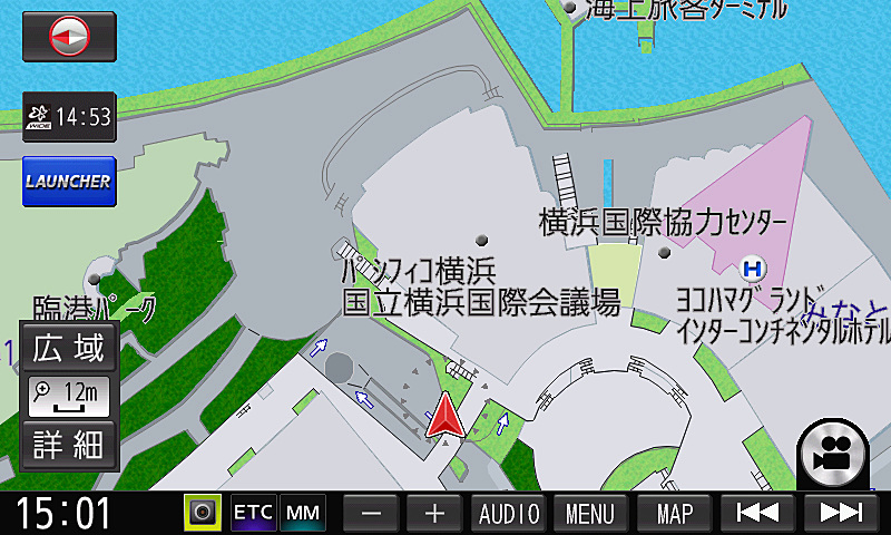 地下駐車場から地上に出るとすぐに正しい自車位置を表示