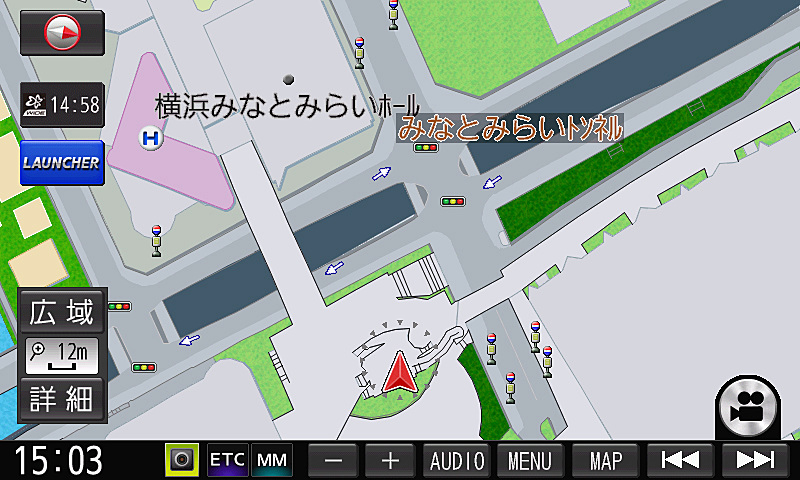 地下駐車場から地上に出るとすぐに正しい自車位置を表示