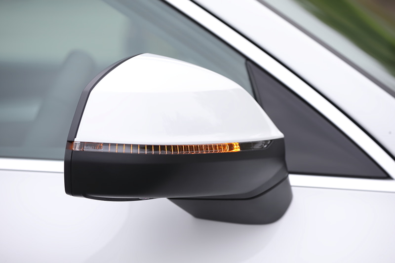 ウインカーを内蔵するドアミラーは、2.0 TFSI クワトロとQ5 1st edition（写真）はボディ同色、SQ5はアルミニウム調となる