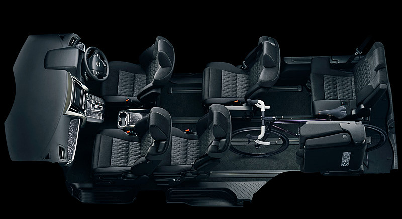 助手席スーパーロングスライドシートのシートアレンジ（エクストラロングラゲージモード）