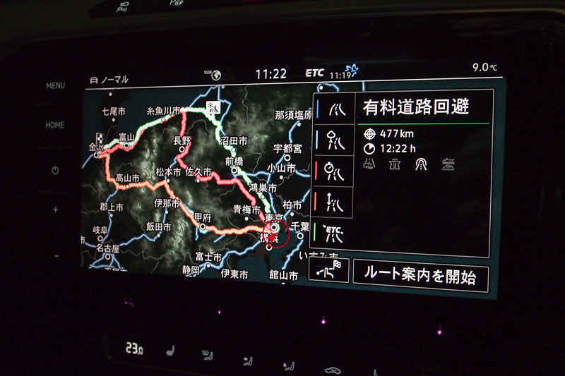 条件ごとのルートが表示される