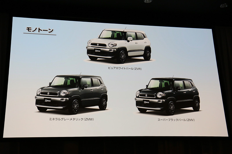 クロスビーは2つの新色など多彩なボディカラーをラインアップ。さらに内外装をカスタマイズするステッカー類などのオプション品も豊富に用意している